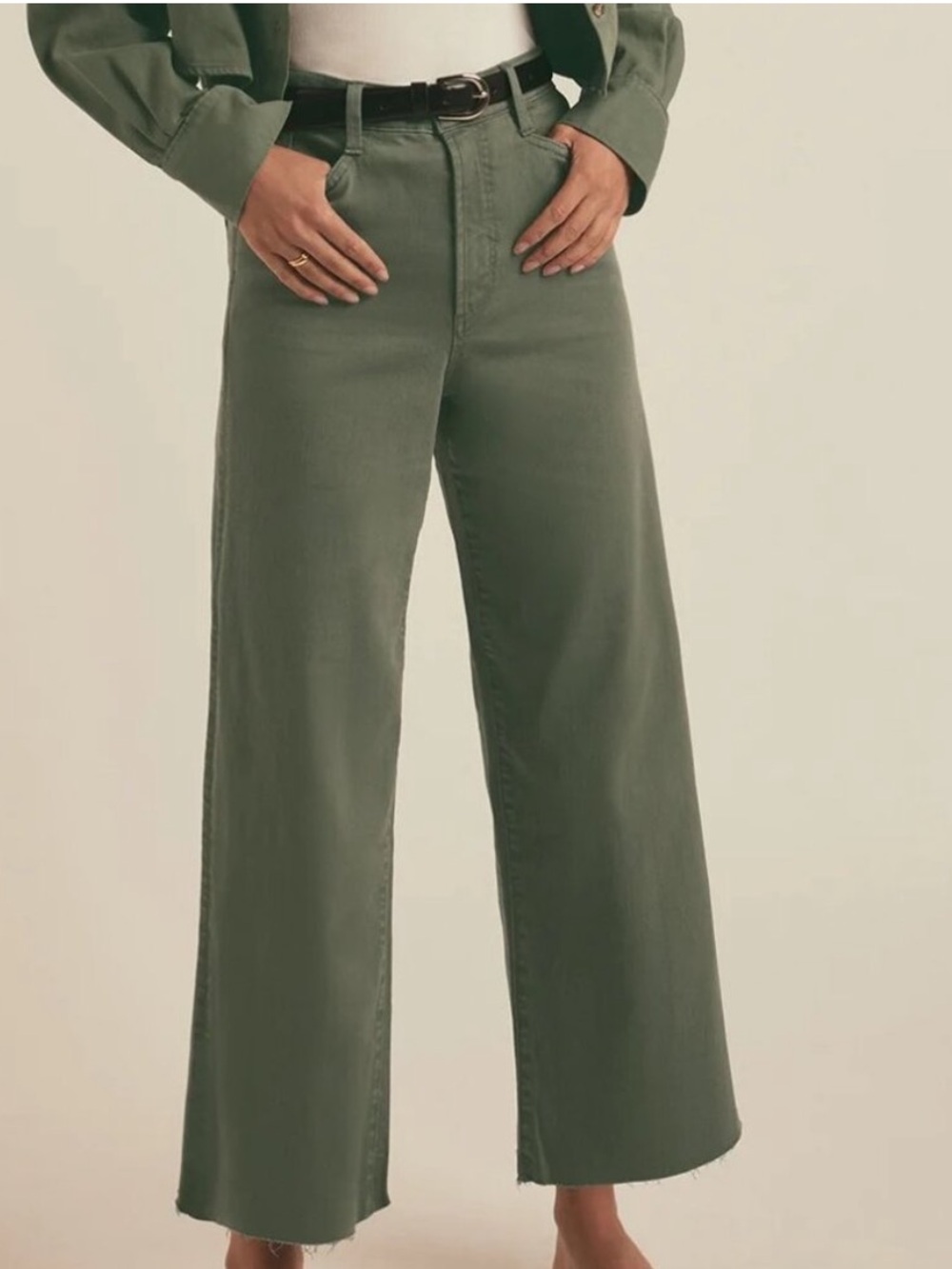 Favorite Daughter The Mischa Super High Rise Wide Leg Ankle Jean Women 26 Green